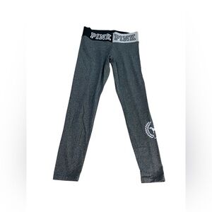 PINK Victoria's Secret Gray Activewear Leggings Dog Logo Stretch Fit Sz Large/ L